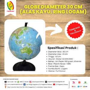 Globe Bola Dunia Diameter 30 cm Ring Logam